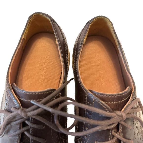 Cole Haan Mens Great Jones Oxford Size 8 Wingtip Brogue Brown Dress Shoe Leather